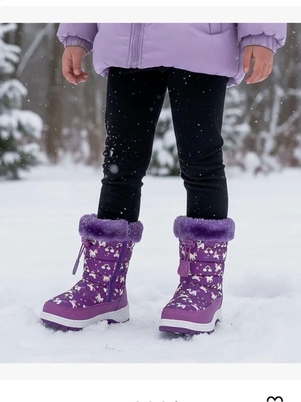 Kids Purple Unicorn Winter Boots